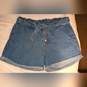 SHEIN Blue Jean Shorts with Paper Bag Waist and Belt Size 4x